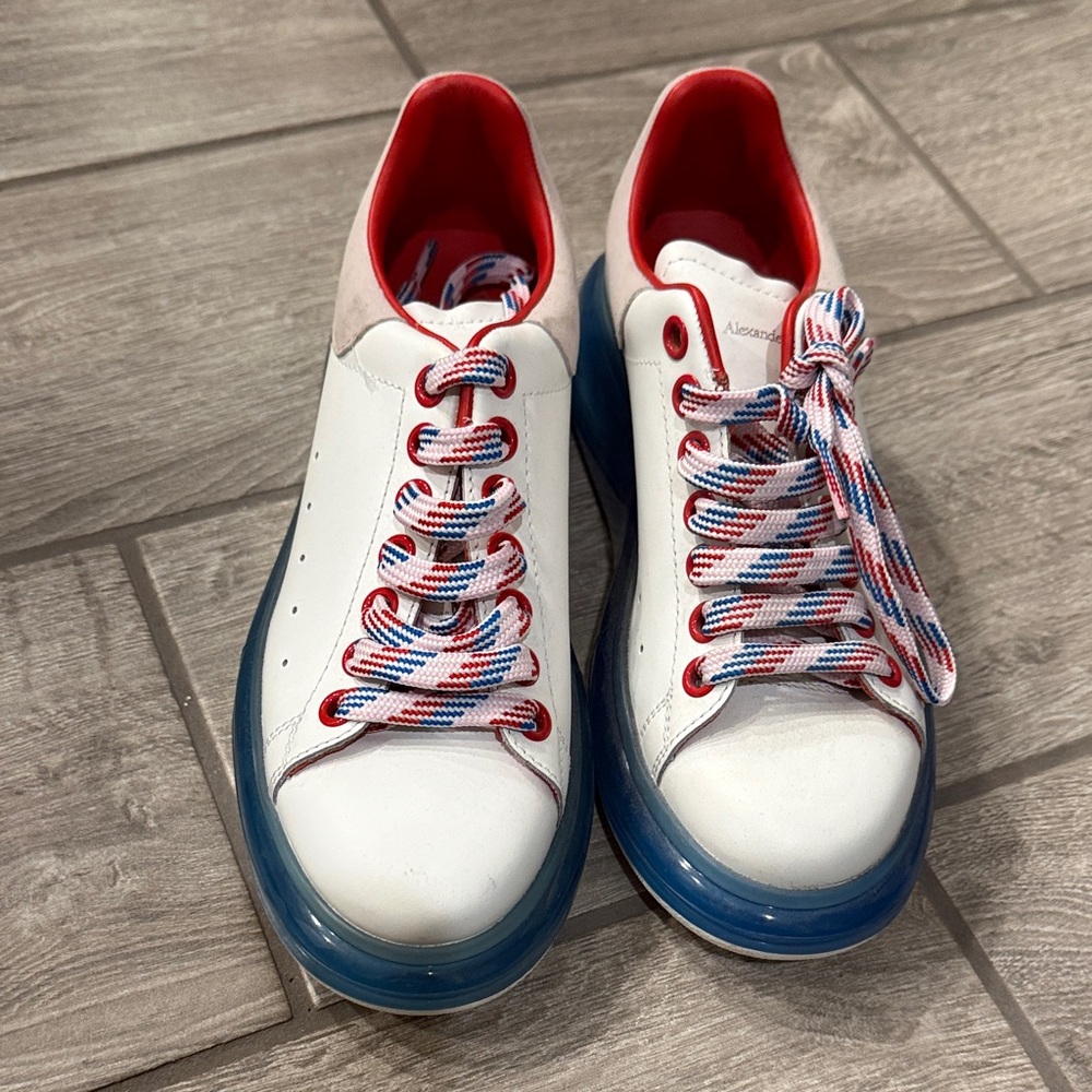 Alexander McQueen White Sneakers with Red and Blue Details